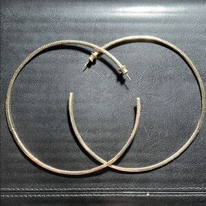 Melinda Maria 4 inch Gold Textured Hoop Earrings